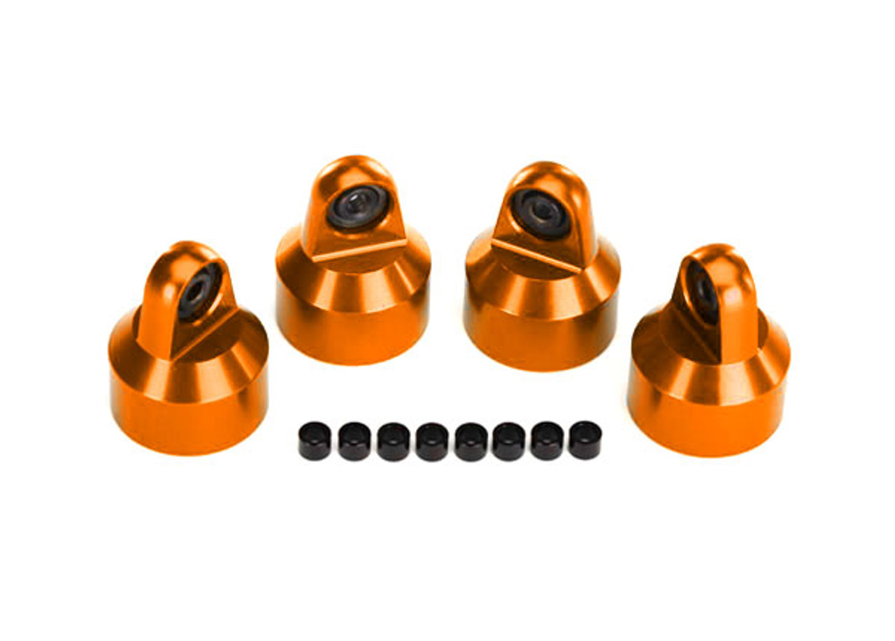 Traxxas 7764-ORNG Shock caps, aluminum (orange-anodized), GTX shocks (4)/ spacers (8)