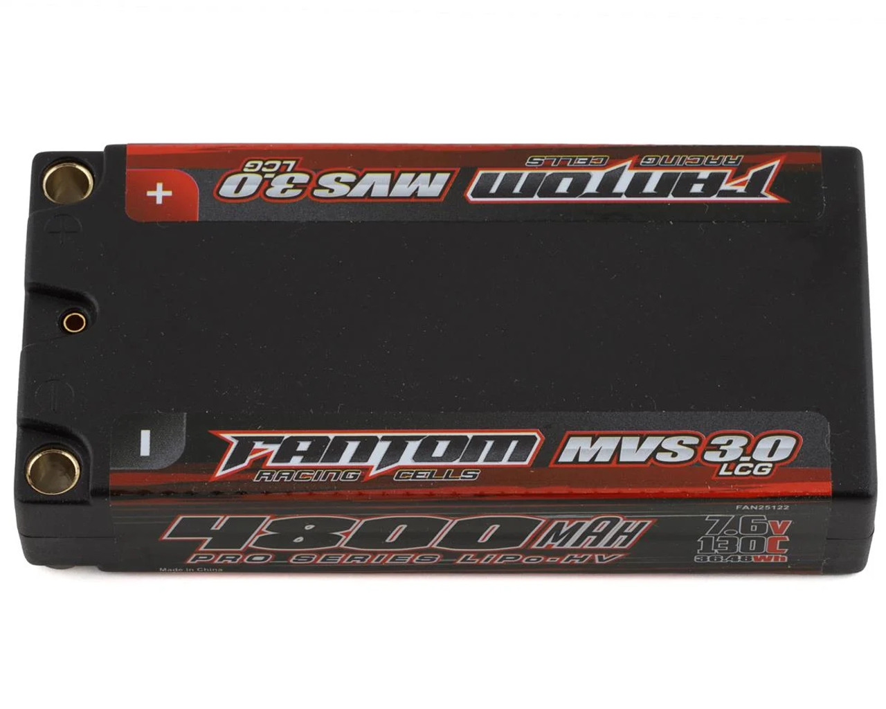 Fantom Pro HV MVS 3.0 LGC Shorty 2S LiPo 130C Battery (7.6/4800mAh) w/5mm Bullets