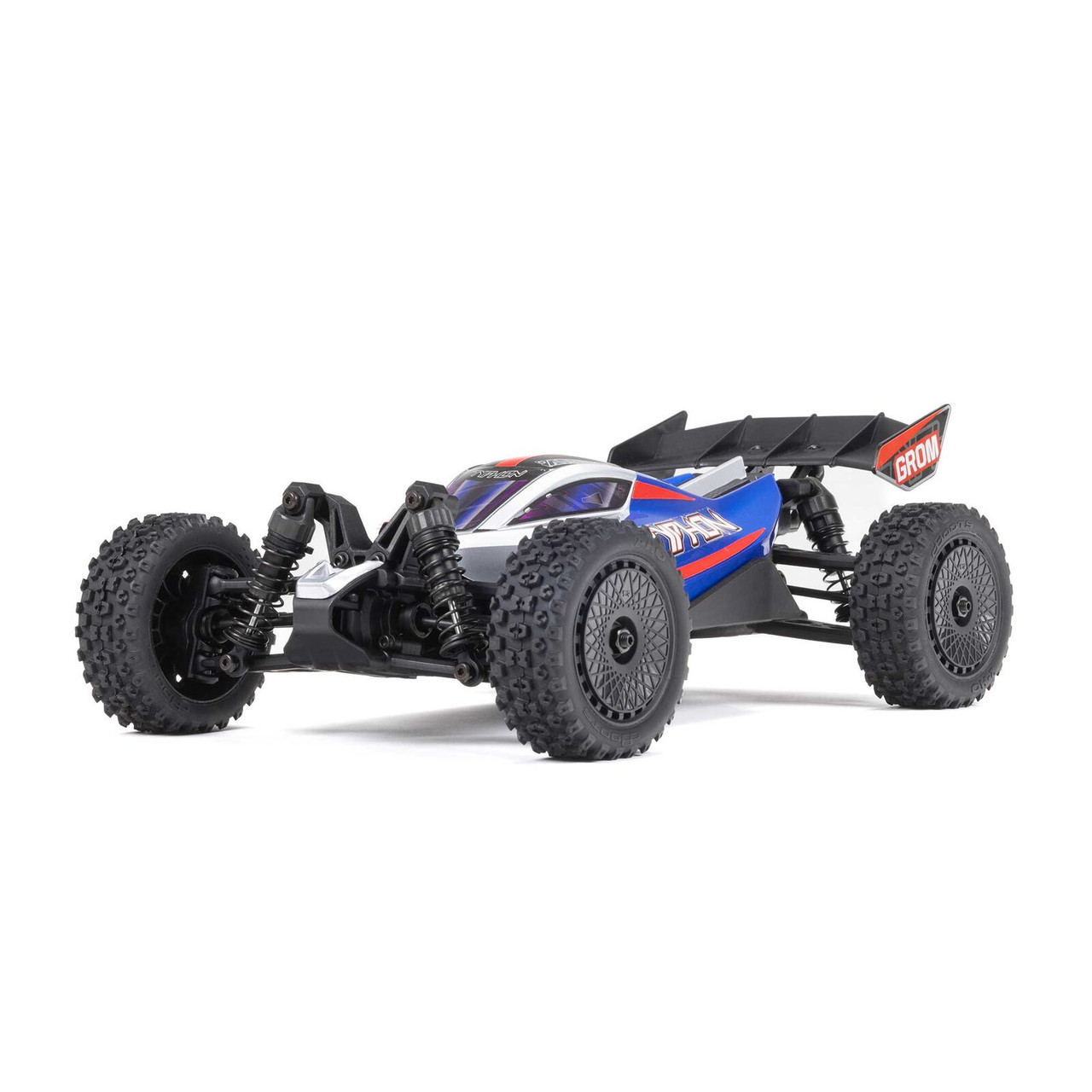 Arrma 1/18 TYPHON GROM MEGA 380 Brushed 4X4 Buggy RTR with Battery & Charger, Blue/Silver