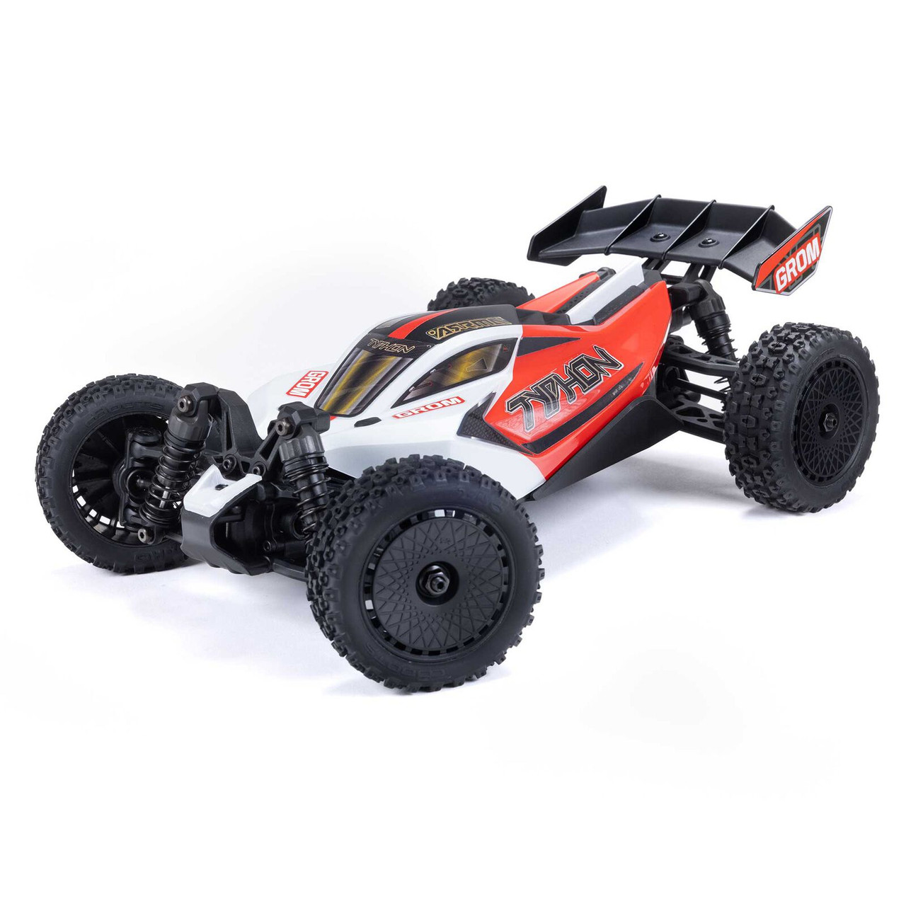 Arrma 1/18 TYPHON GROM MEGA 380 Brushed 4X4 Buggy RTR with Battery & Charger, Red/White