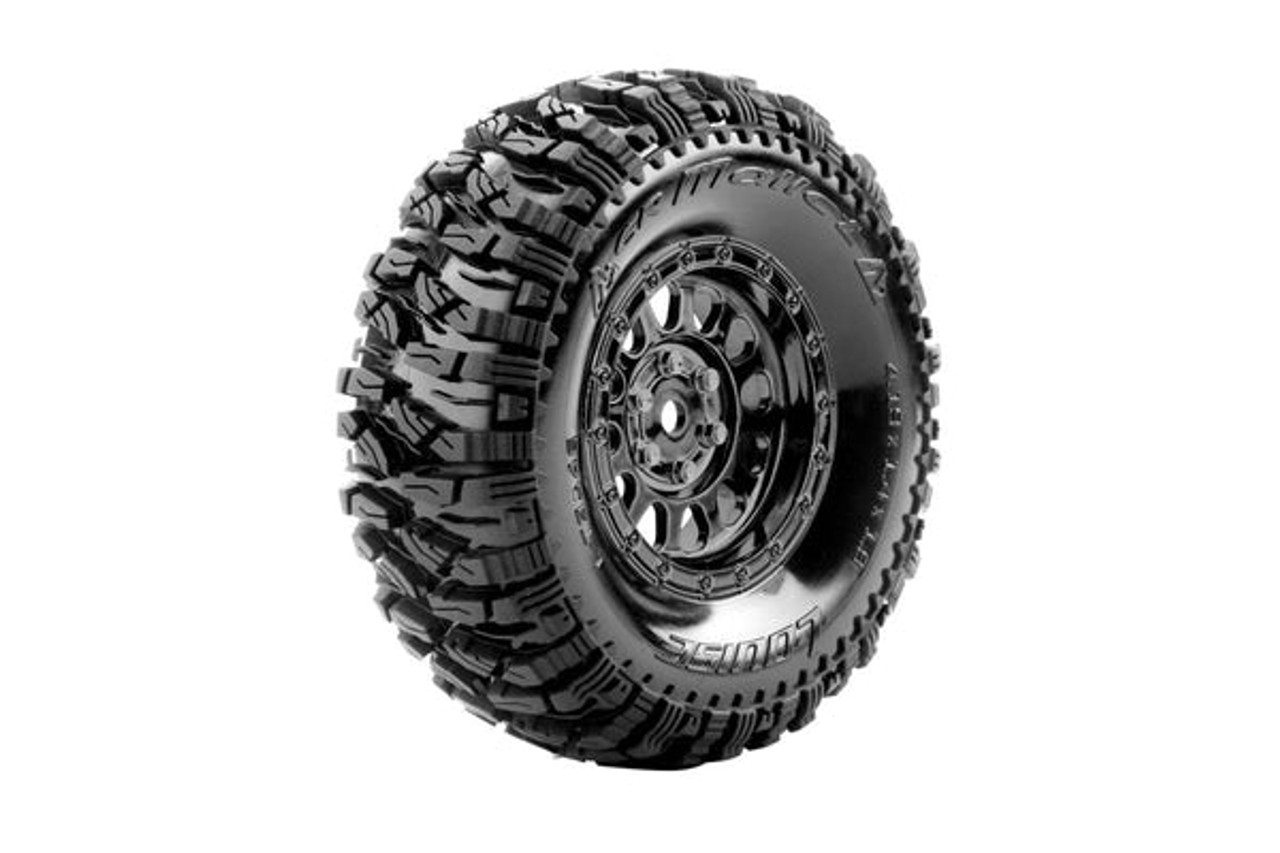 CR-Mallet 1/10 1.9 Crawler Class 1 Tires, 12mm Hex on Black Chrome Rim, Super Soft, Front/Rear  (2)