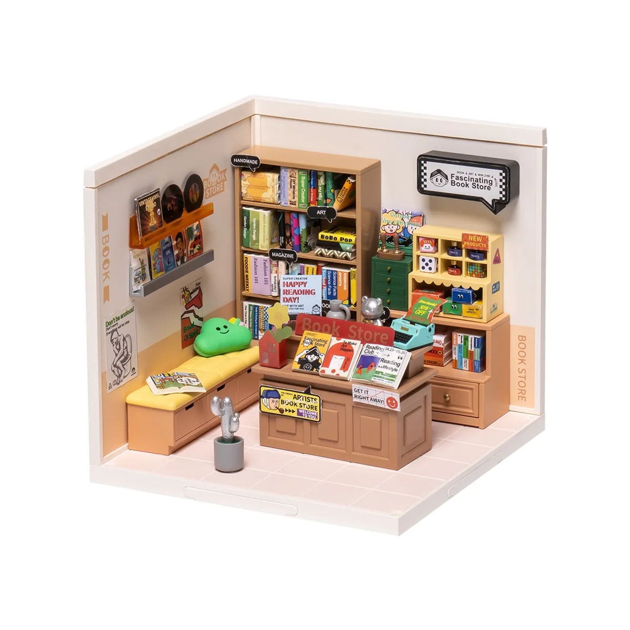 Rolife Super Creator Fascinating Book Store Plastic DIY Miniature House Kit DW004