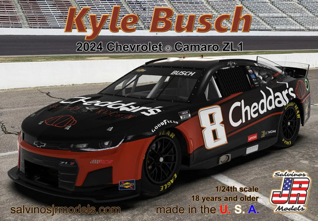 Salvinos JR RCC2024KBP -Kyle Busch #8 2024 Cheddar's Scheme 1/24 Scale Model Car Kit