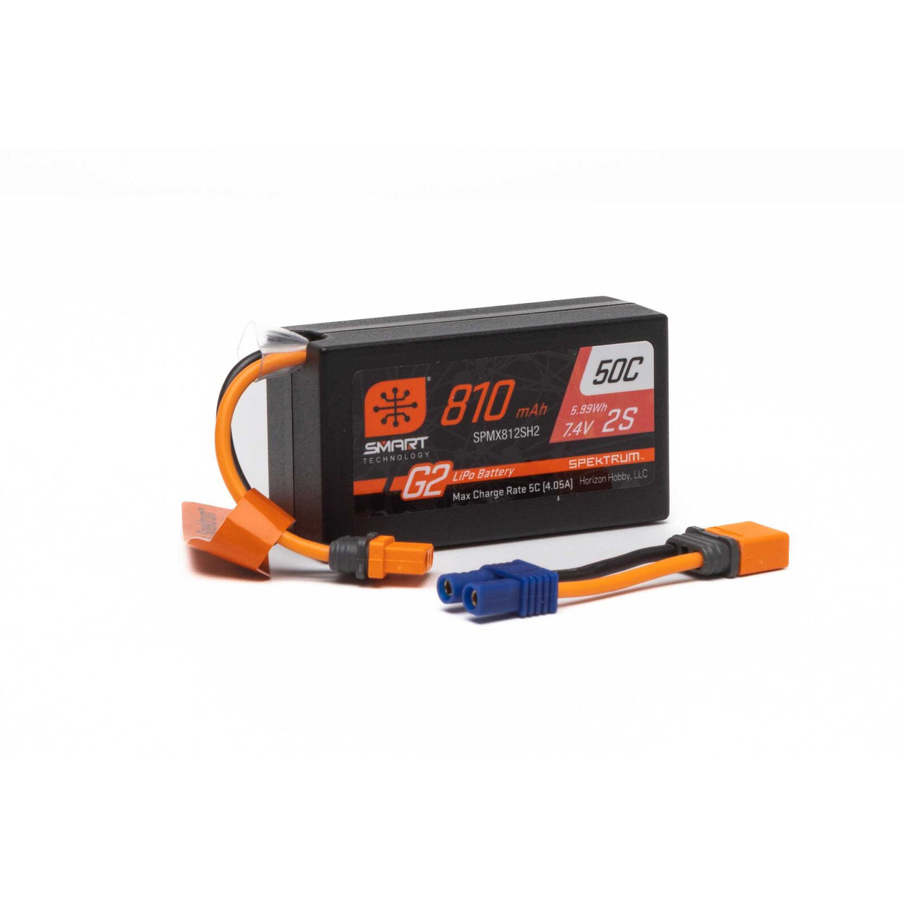 Spektrum 810mAh 2S 7.4V 50C Mini LiPo; IC2