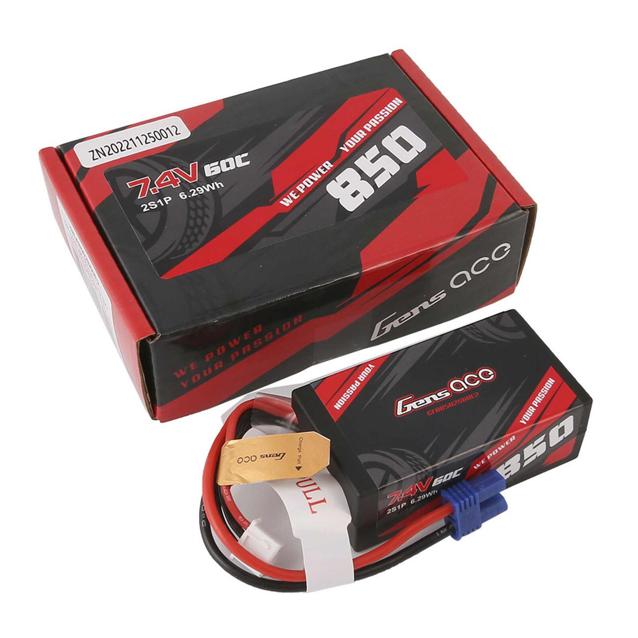 Gens Ace 850mAh 2S 60C Mini-B Lipo