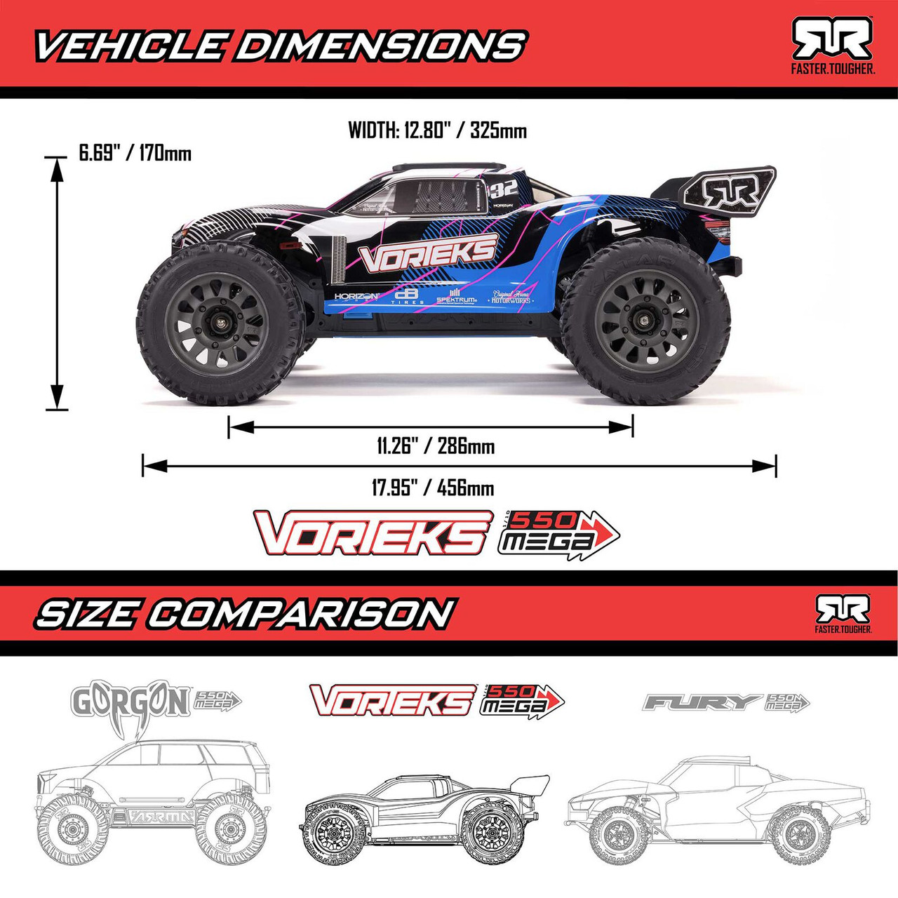 ARRMA vortex ラジコン Arrma 1/10 VORTEKS MEGA 550 2WD Stadium Truck RTR, Blue - Small