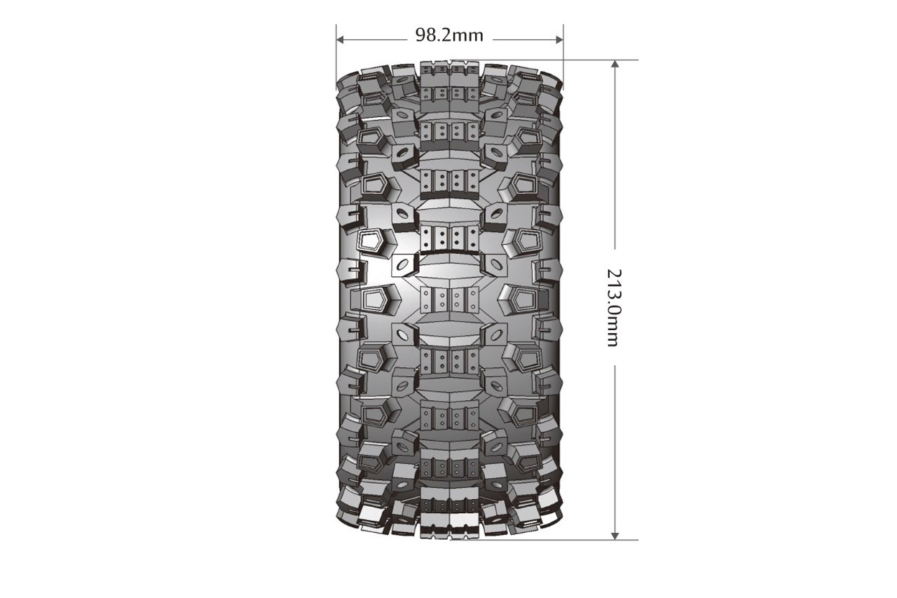 MFT X-Uphill Sport Monster Truck Tires, 24mm Hex, Mounted on Black Rim (2), fits X-MAXX