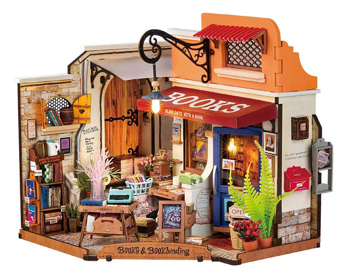 Rolife Corner Bookstore DIY Miniature House Kit DG164 - Small