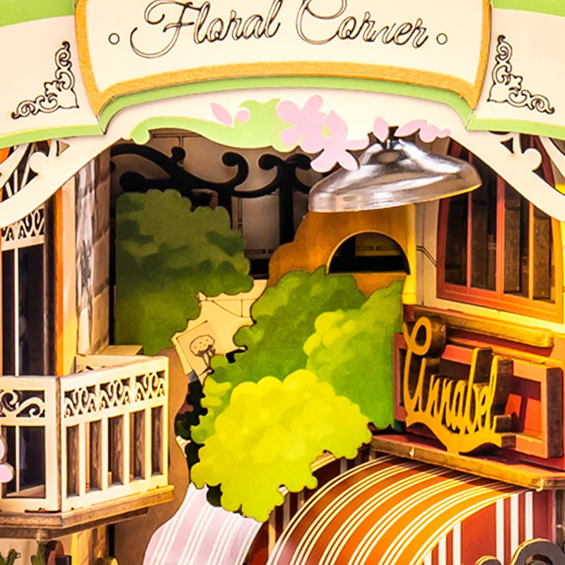 Rolife Floral Corner DIY Book Nook Shelf Insert Kit TGB09