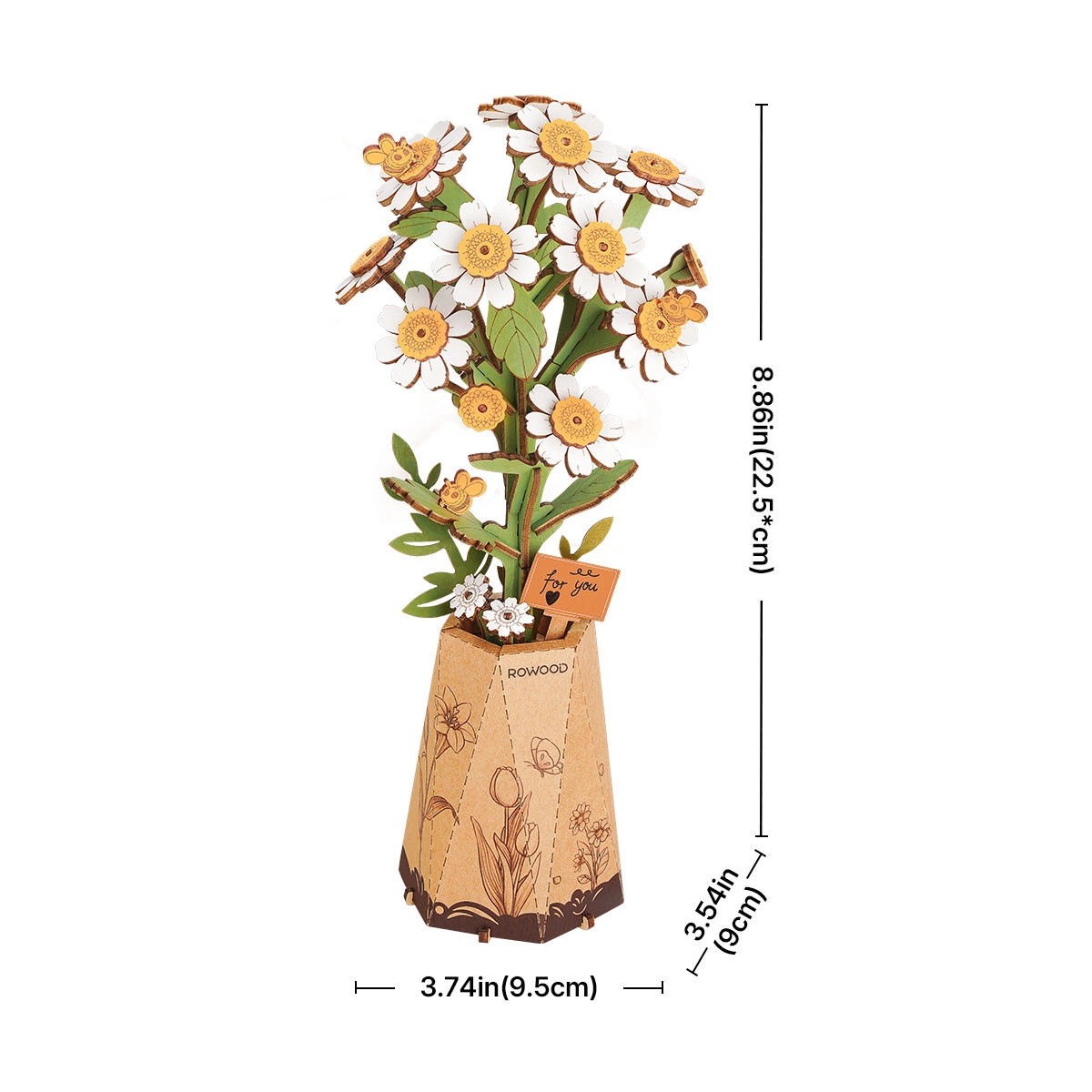 Rowood DIY Wooden Flower Bouquet 3D Wooden Puzzle Chamomile TW061