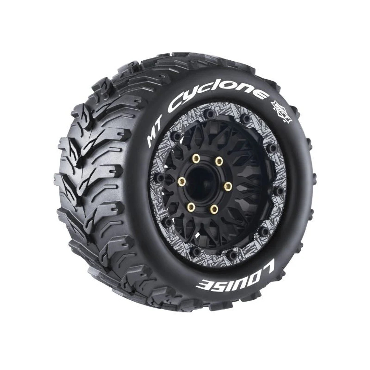 Louise RC MFT MT-Cyclone Soft 1/10 Monster Truck Tires, 12, 14, 17mm Removable Hex, Fits Traxxas Maxx