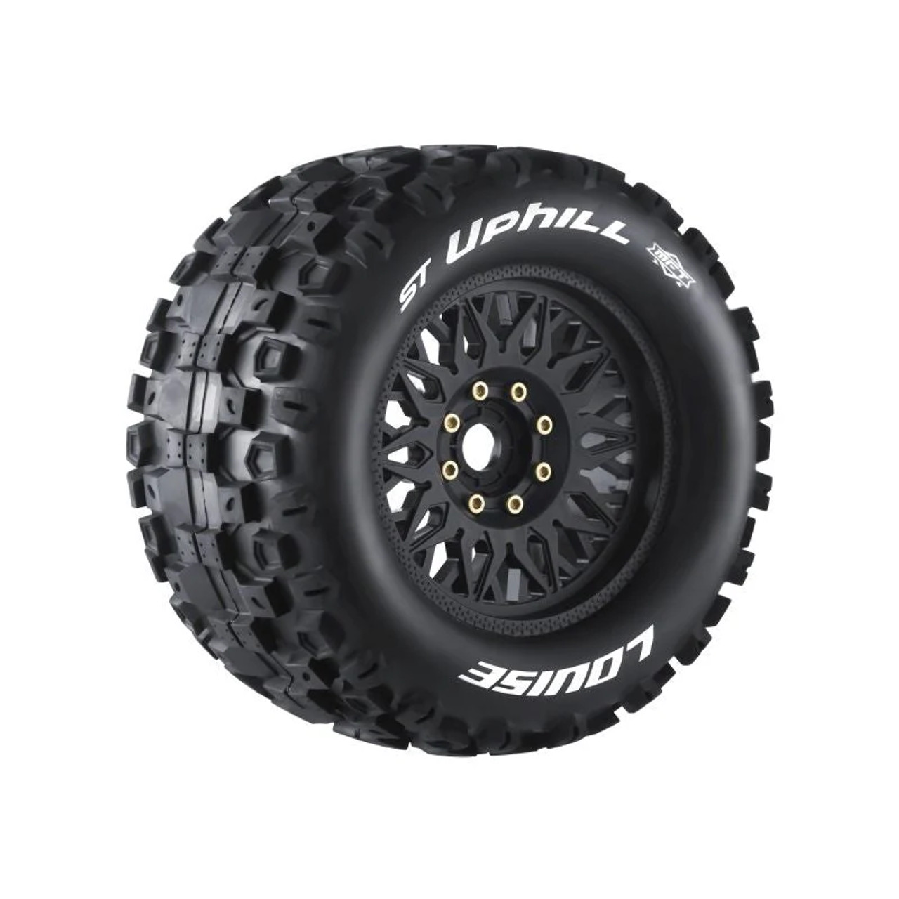 Louise RC MFT ST-Uphill Sport 1/8 Stadium Truck Tires, 0" & 1/2" Offset, 17mm Removable Hex, on Black Rims (2)