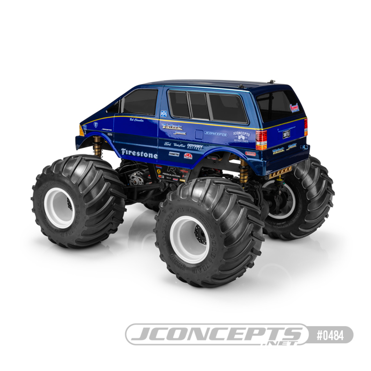 JConcepts 0484 1985 Ford Aerostar, BIGFOOT Shuttle, Fits Clod Buster / Regulator, 11" Wheelbase
