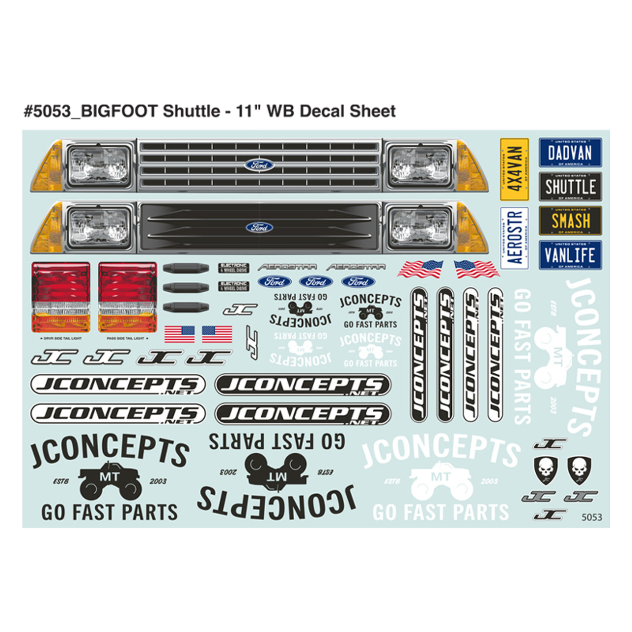 JConcepts 0484 1985 Ford Aerostar, BIGFOOT Shuttle, Fits Clod Buster / Regulator, 11" Wheelbase