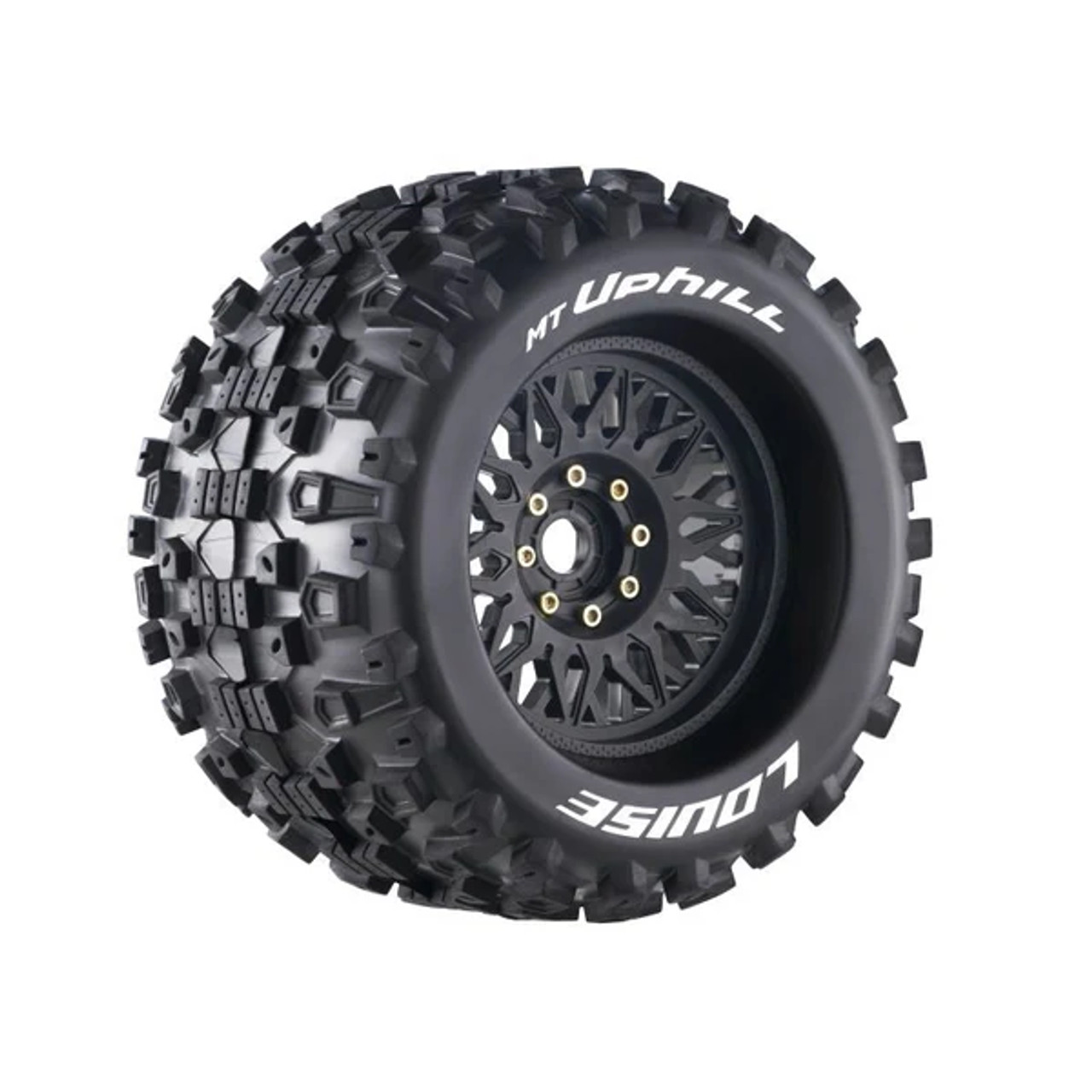Louise RC MT-Uphill Sport 1/8 Monster Truck Tires, 0" & 1/2" Offset, 17mm Removable Hex, on Black Rim (2) 