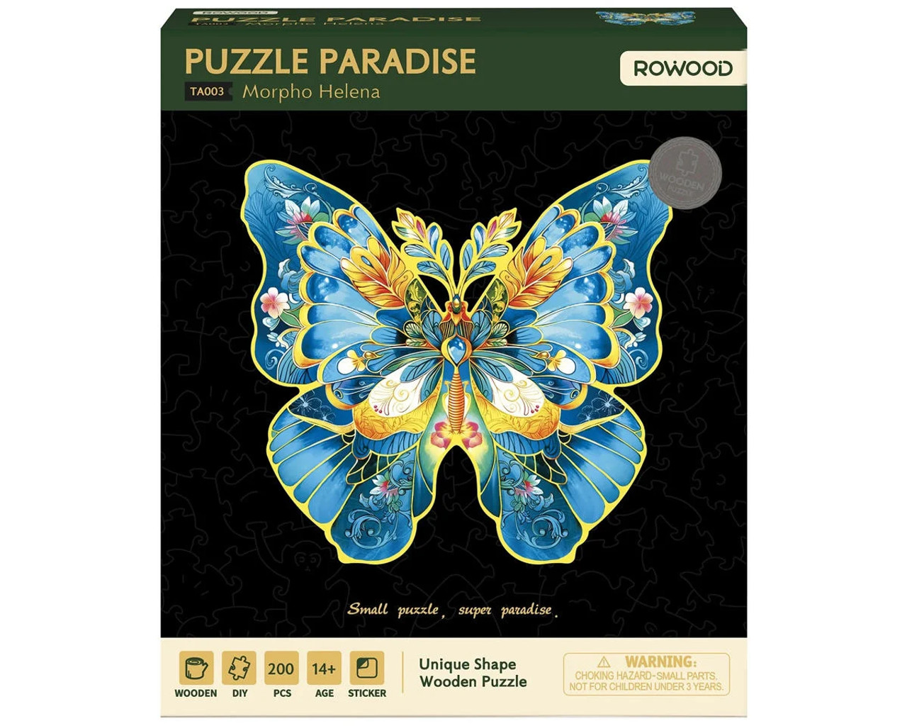 Rowood TA003 Morpho Helena Butterfly 200pc Wooden Jigsaw Puzzle