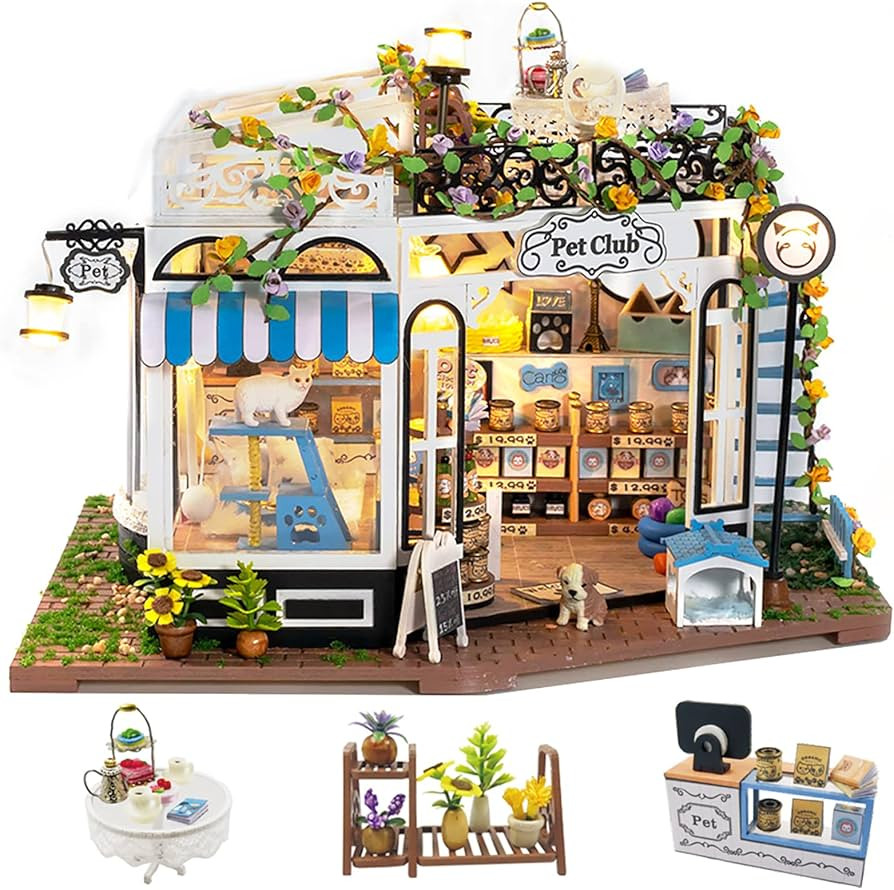 Know Me KM0450-K1065 Pet Club Treat Shop DIY Miniature House