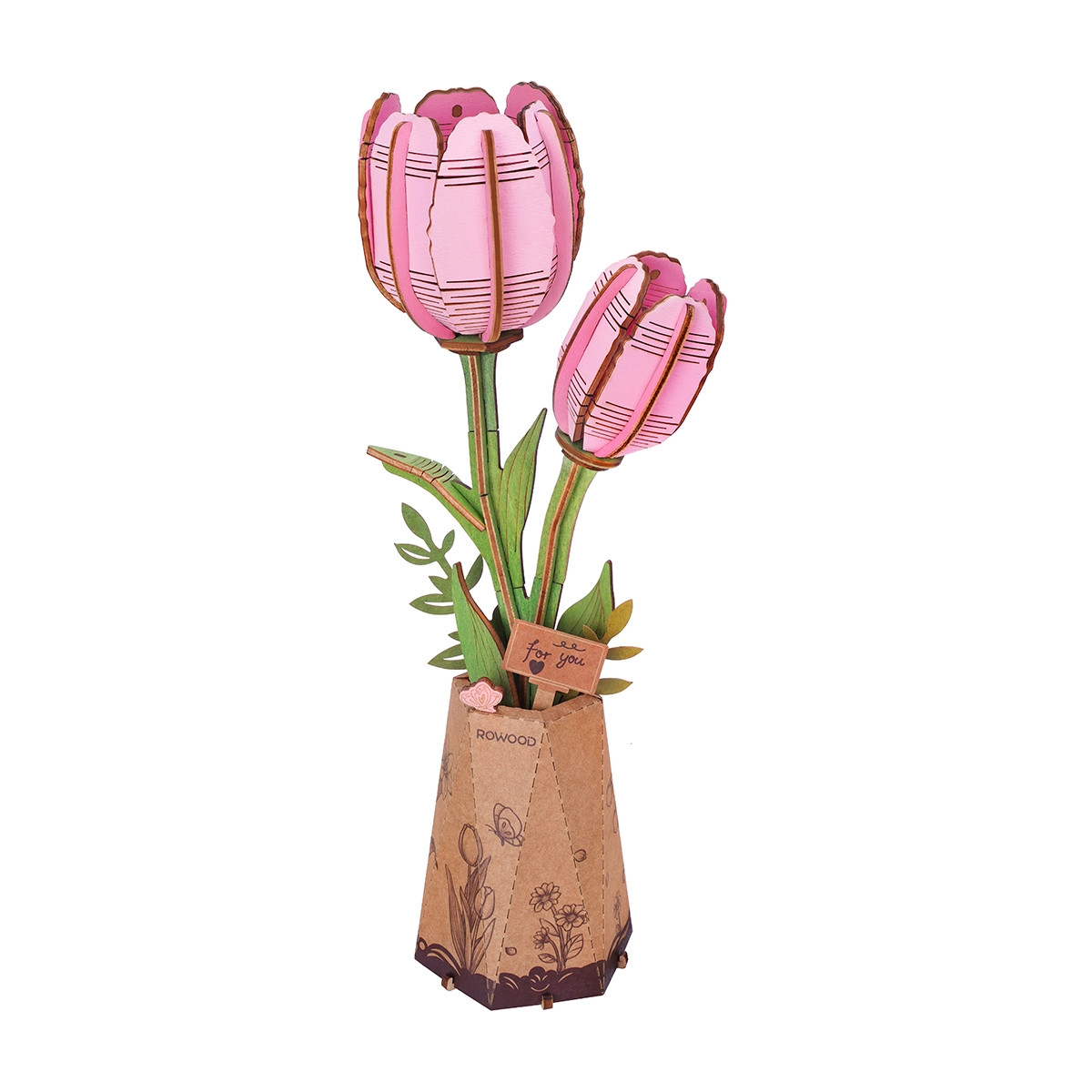 Rowood TW082 DIY Wooden Flower Pink Tulip - Small Addictions RC