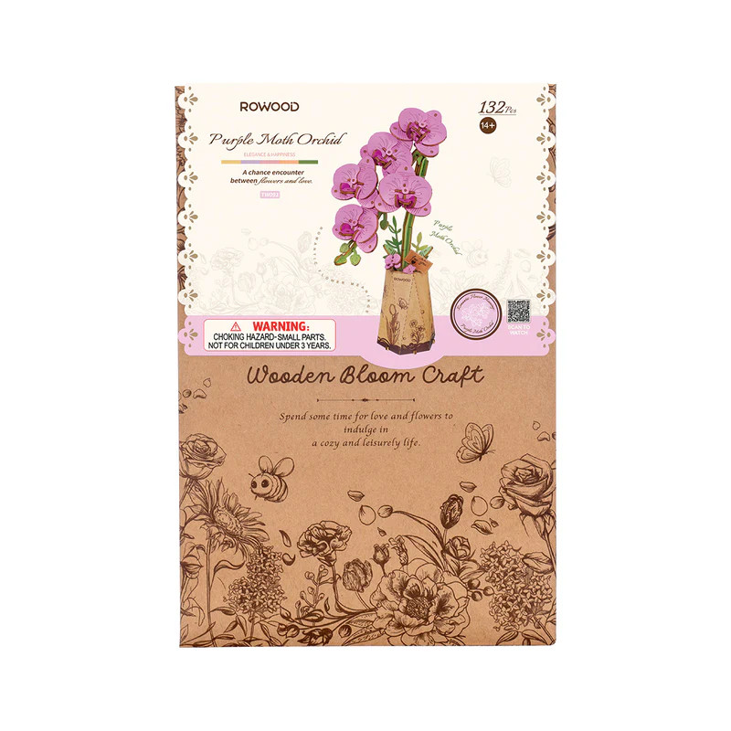 Rowood TW091 DIY Wooden Flower Purple Moth Orchid