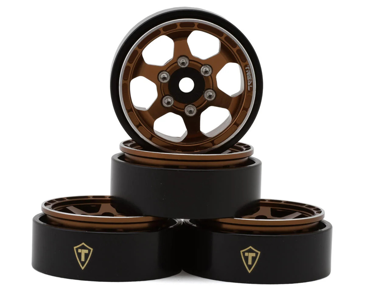 Treal Hobby Type D 1.0" Concave 6-Spoke Beadlock Wheels (Bronze) (4) (21.2g)