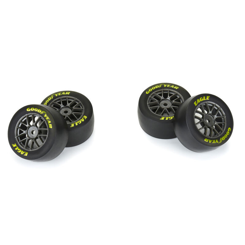 1/12 Goodyear Eagle Soft Tire F/R MTD Gray Wheels (4): Losi NASCAR