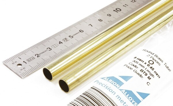 Albion Alloys BT9M Brass Tube 9 x 0.45 mm 2pcs 