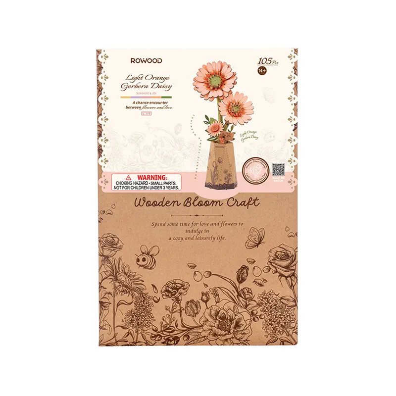 Rowood TW111 DIY Wooden Orange Gerbera Daisy Flower