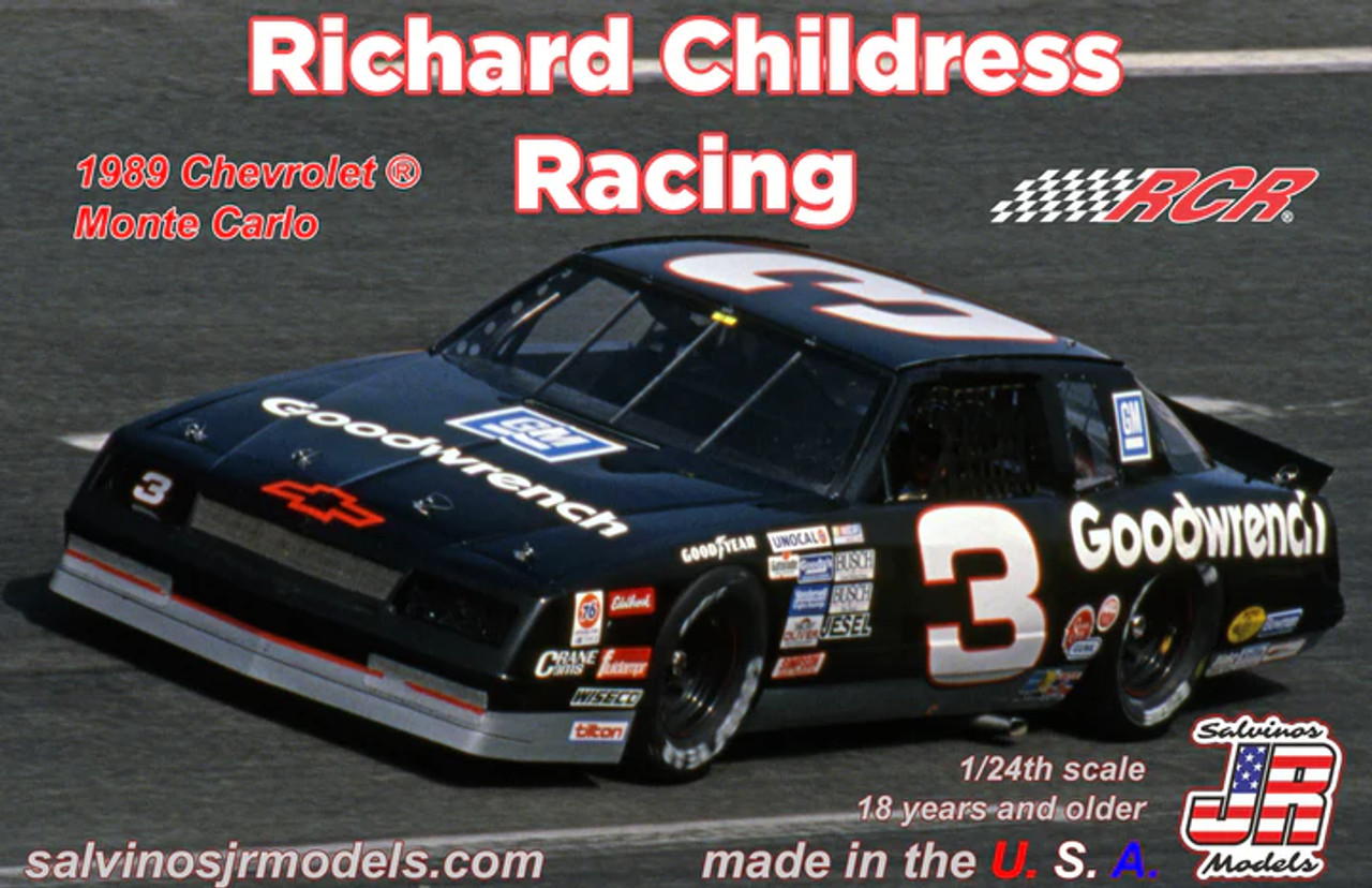 Salvinos JR RCMC1989P Richard Childress #3 GM Goodwrench 1989 Chevrolet Monte Carlo 1/24 Scale Model Car Kit
