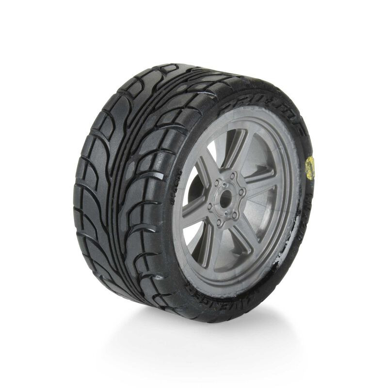 Proline 1030810 1/12 Avenger Tire Mounted on Overdrive Gray Wheel 8mm Hex (4): Losi Race Car