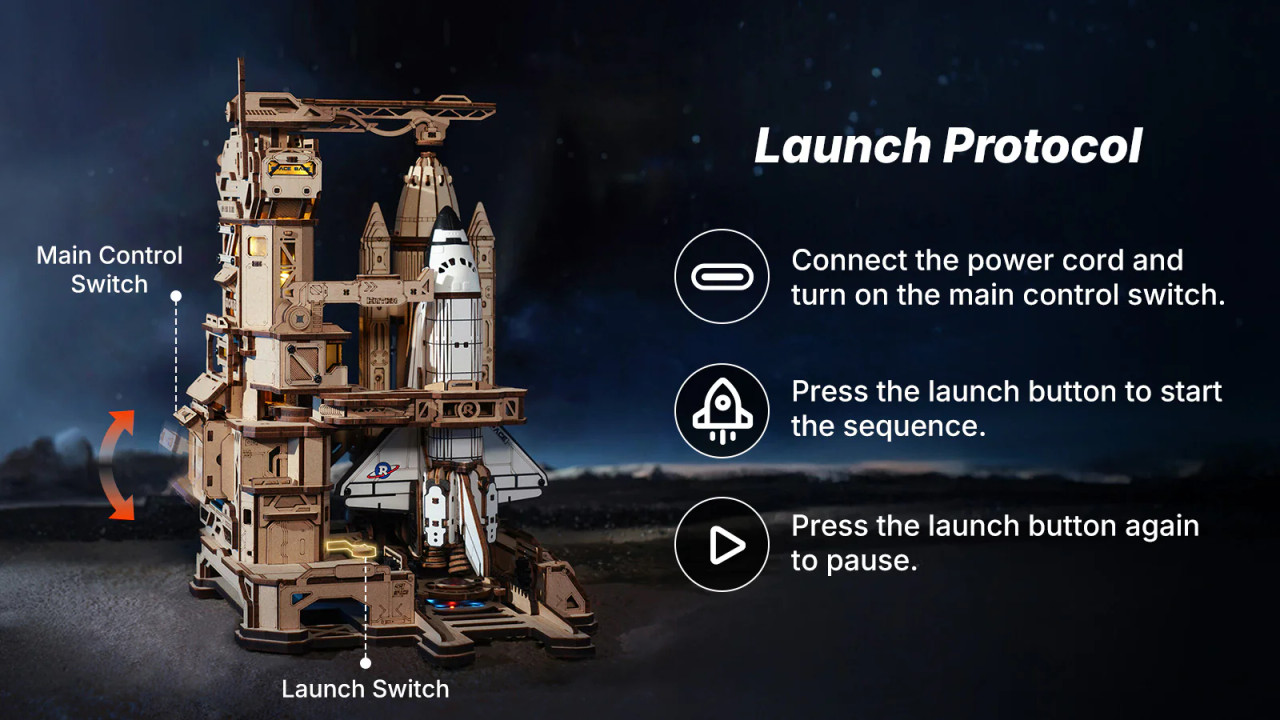  ROKR LKA02 Space Shuttle Mechanical 3D Wooden Puzzle