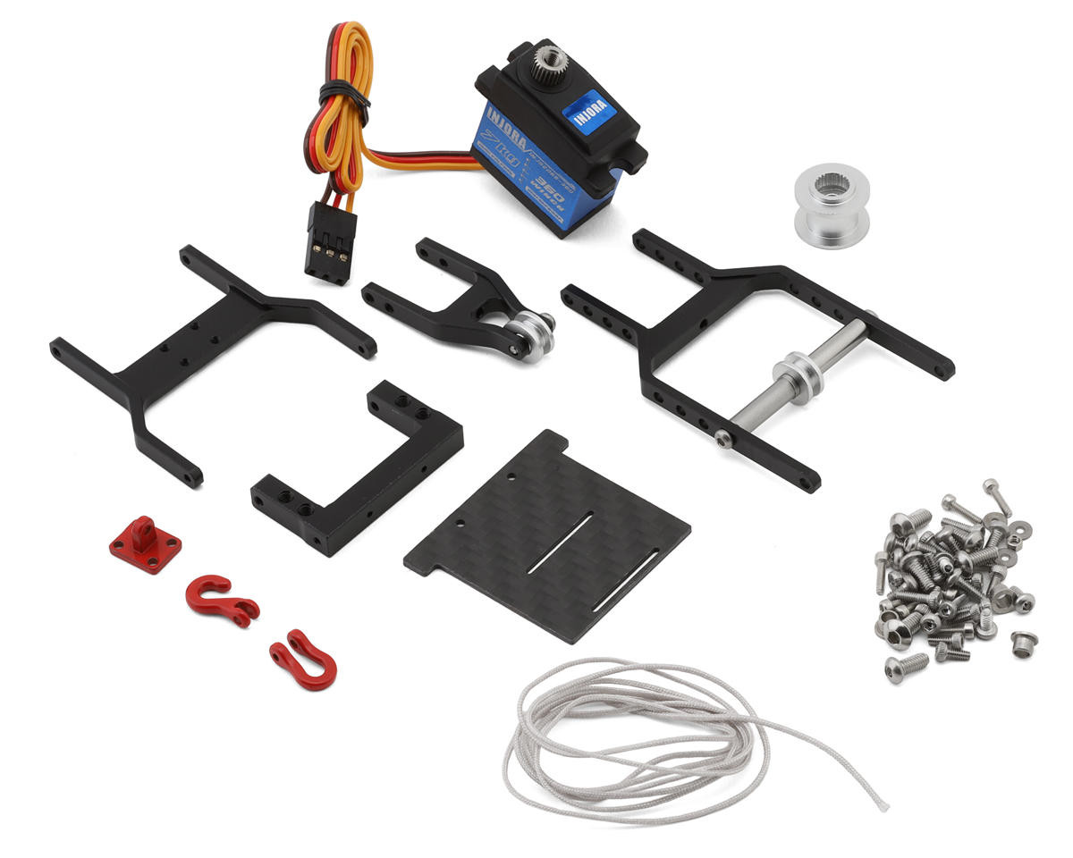 Injora INJS2065-360-194BK Axial SCX24 1/24 Tow Truck Crane Kit & INJS2065-360 Winch Servo (Black)