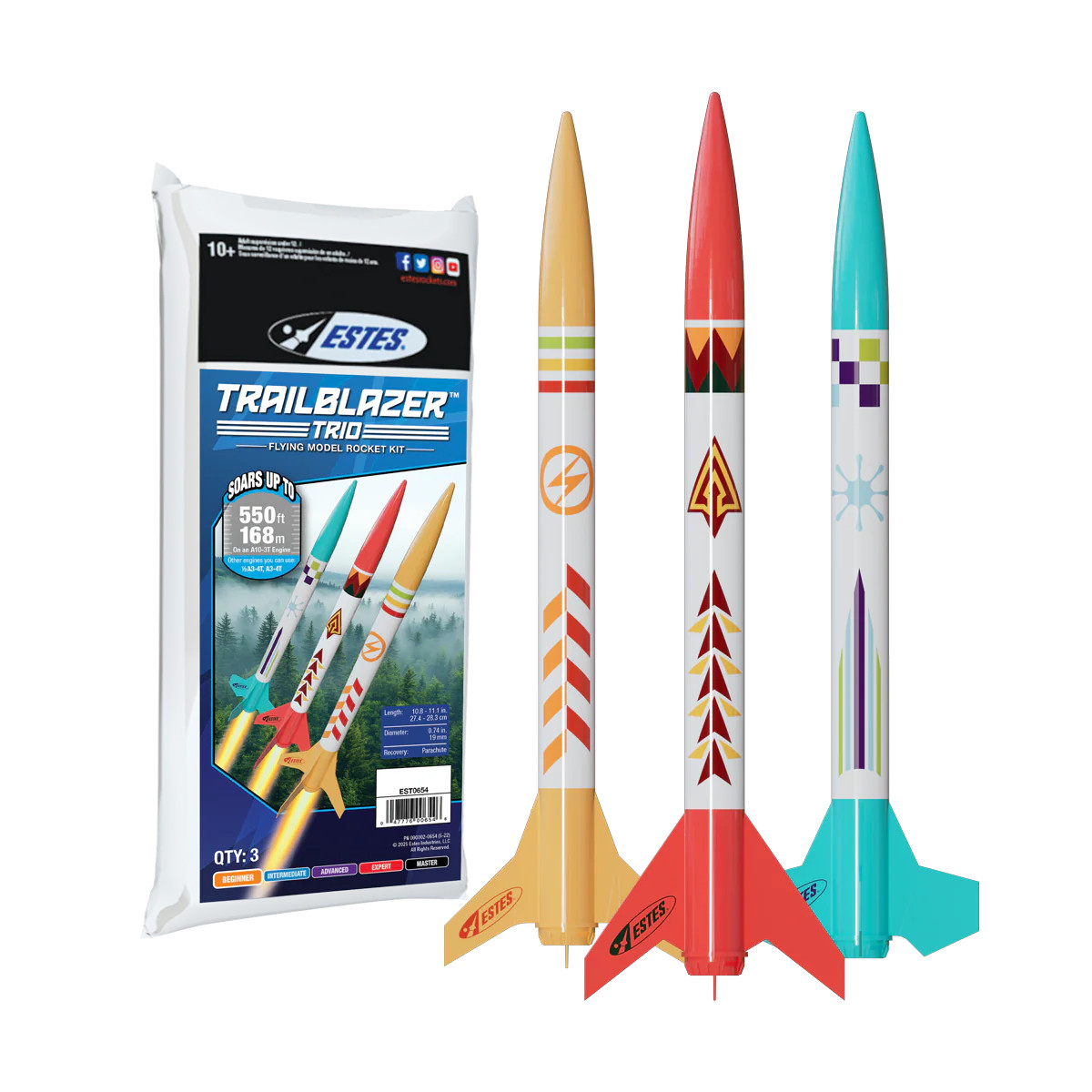  Estes 0654 Trailblazer Trio Model Rocket, Beginner Skill Level