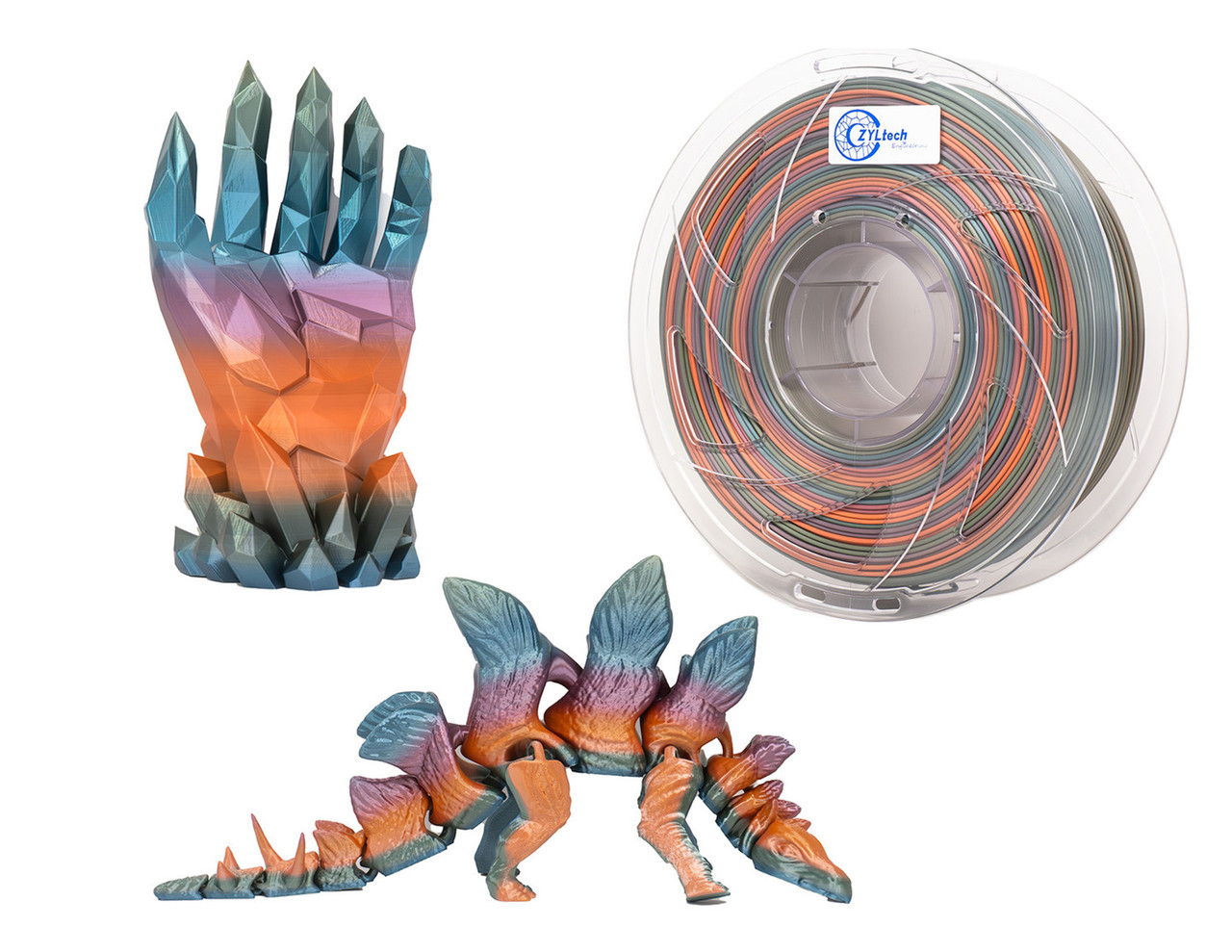 ZYLtech 2026 Rainbow Silk Series PLA 3D Printer Filament 1.75mm 1 kg/2.2 lbs 2024 Rainbow: Macaron Medley