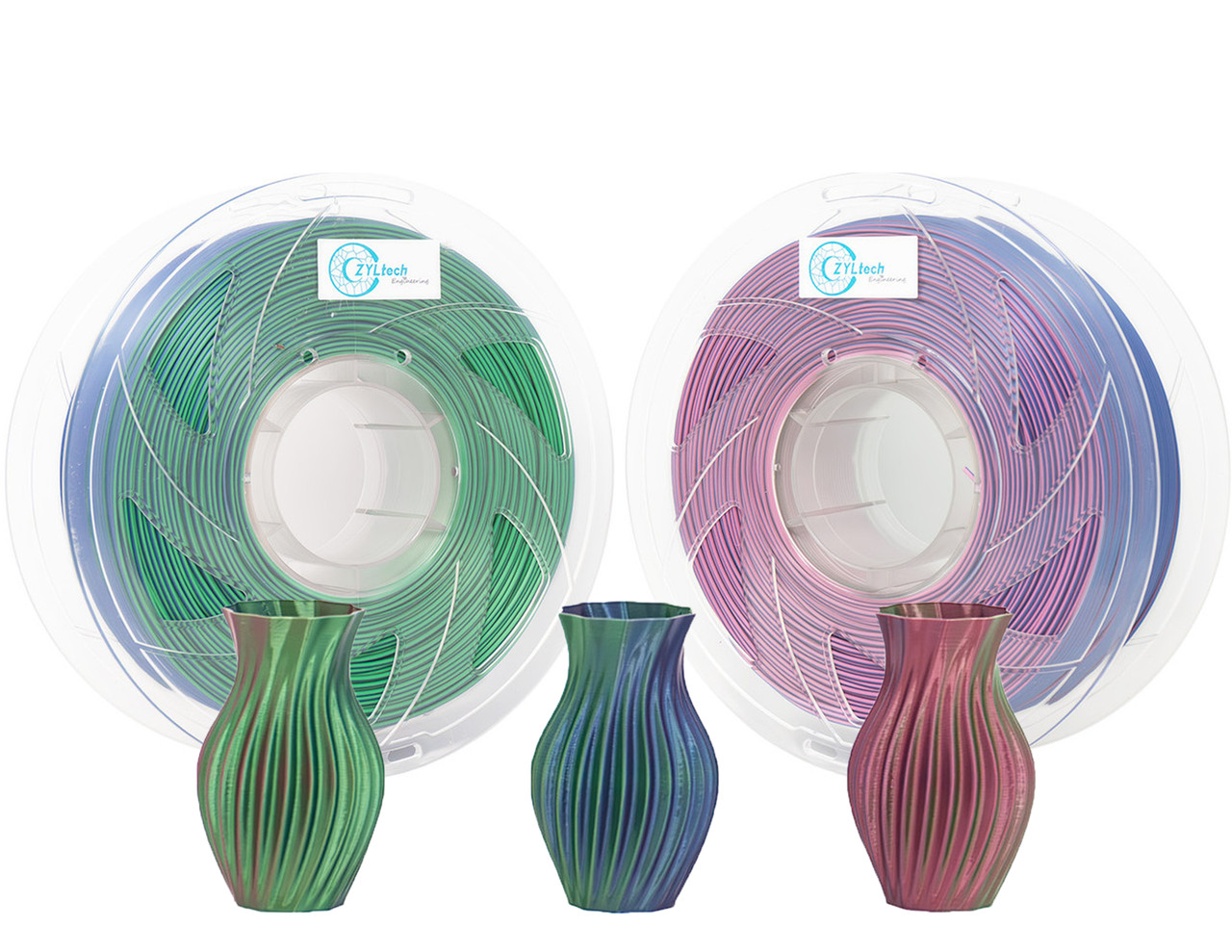  ZYLtech Tri-Color Silk Series 3D Printer Filament 1.75mm 1 kg/2.2 lbs Tri-color: Silk Kaleidoscope