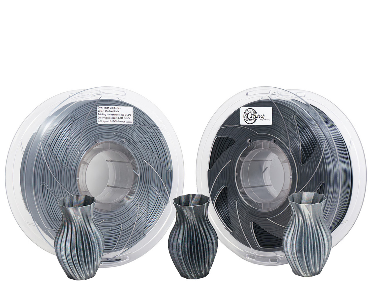  ZYLtech Dual Color Silk Series 3D Printer Filament 1.75mm 1 kg/2.2 lbs Dual color: Shadow Blade