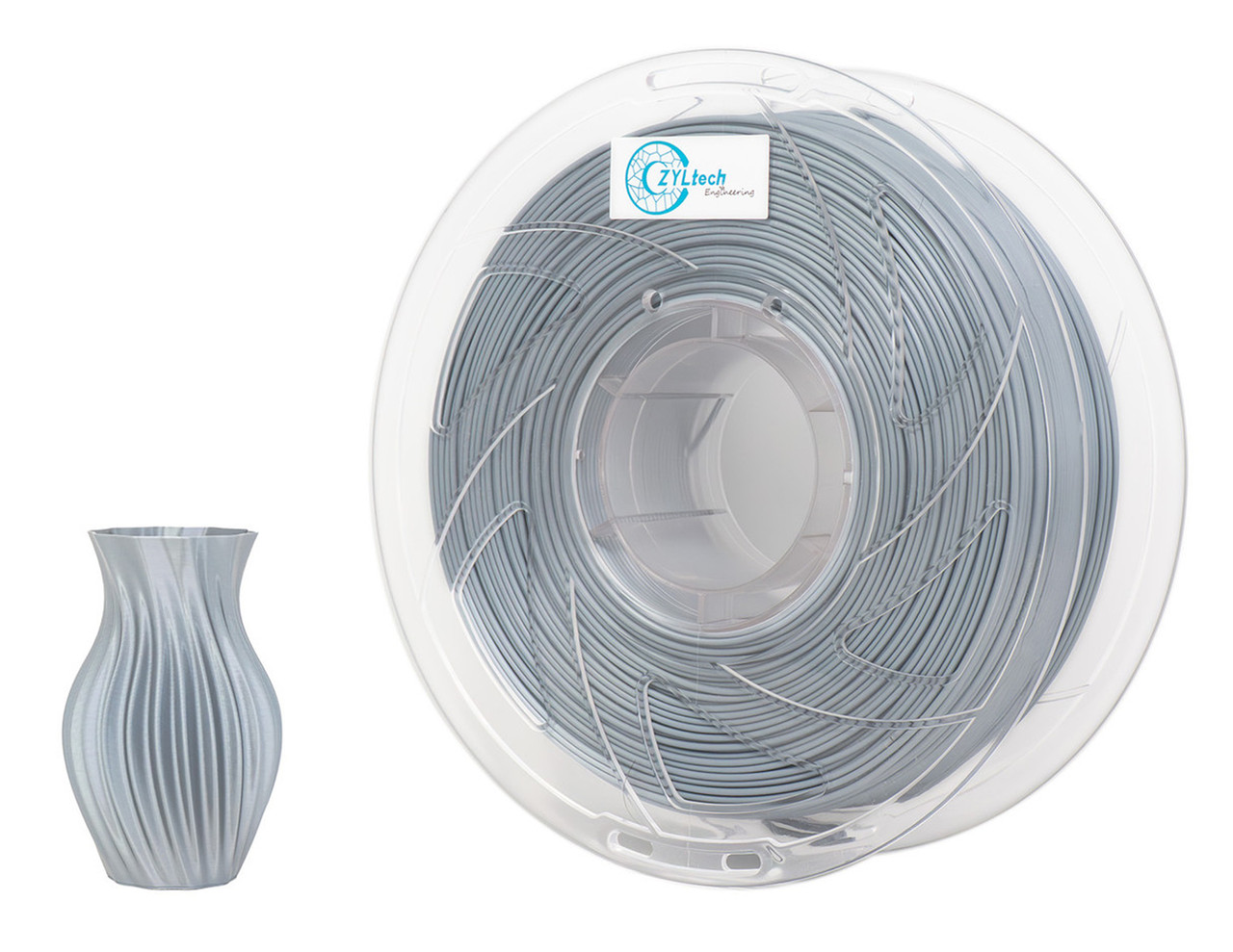 ZYLtech Silk Premium PLA Composite 3D Printer Filament 1.75mm 1 kg/2.2 lbs Color: Silver