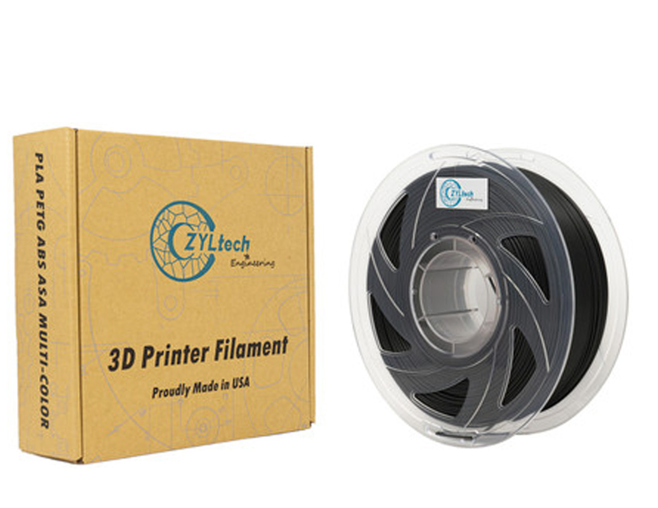 ZYLtech Silk Premium PLA Composite 3D Printer Filament 1.75mm 1 kg/2.2 lbs Color: Black