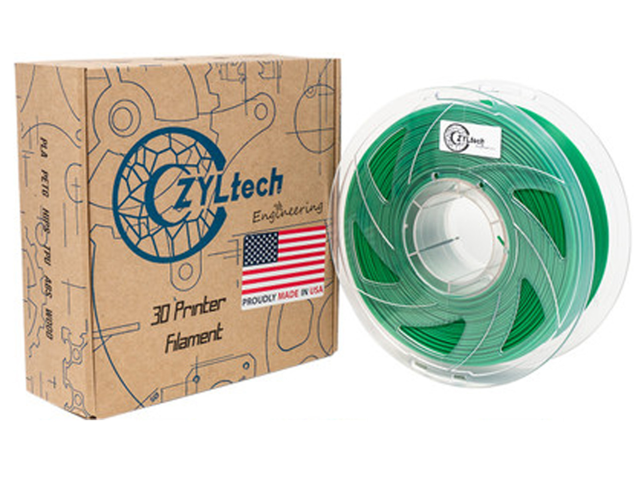  ZYLtech PLA 3D Printer Filament 1.75mm 1 kg/2.2 lbs Color: Dark Green