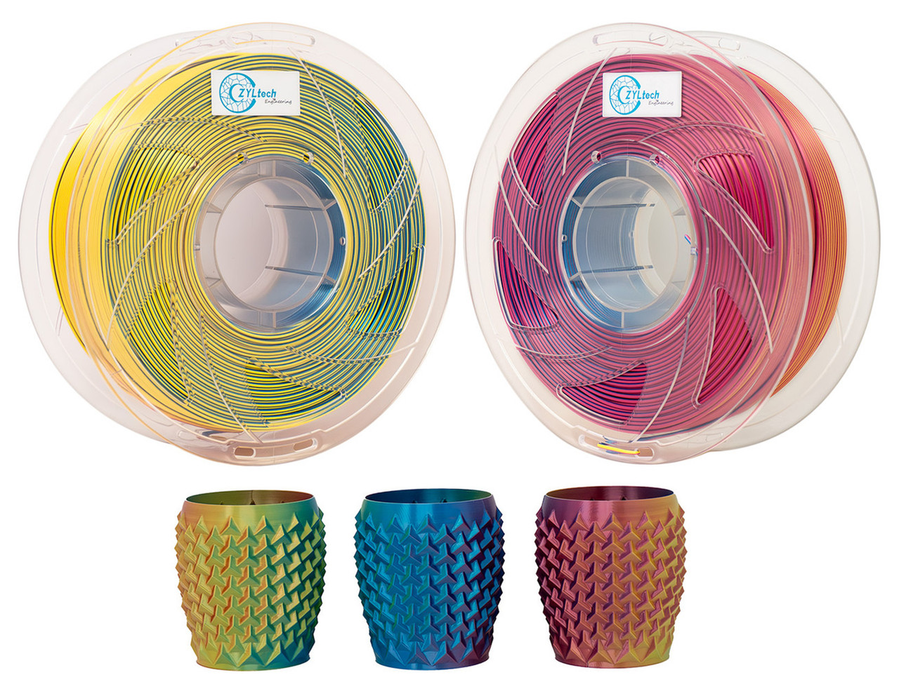 ZYLtech Tri-Color Silk Series 3D Printer Filament 1.75mm 1 kg/2.2 lbs Tri-color: Electric Dream