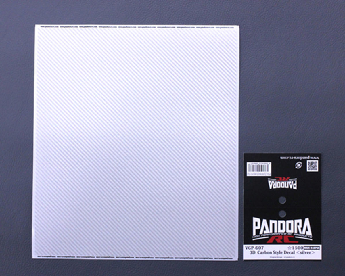  Pandora RC 1/10 Scale Carbon Fiber Look Decal Sheet (Silver) (Miniature Scale Drift Accessory)