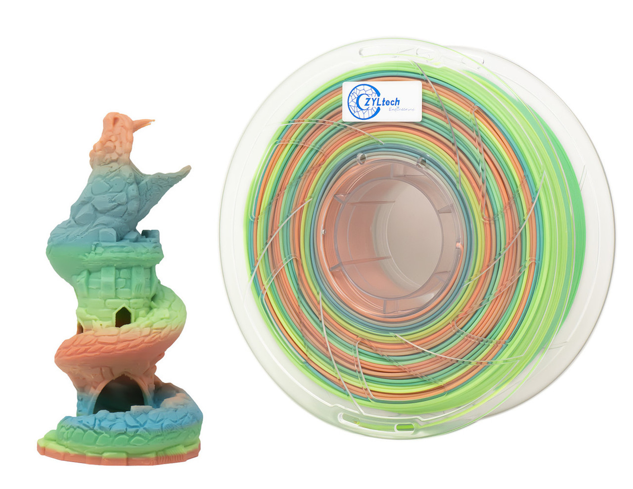  ZYLtech 2026 Rainbow Silk Series PLA 3D Printer Filament 1.75mm 1 kg/2.2 lbs 2024 Rainbow: Summer Sorbet