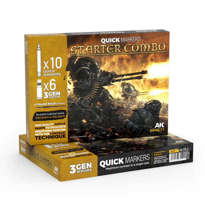  AK Interactive MQ111 Starter Combo Quick Markers + 3 Gen Set