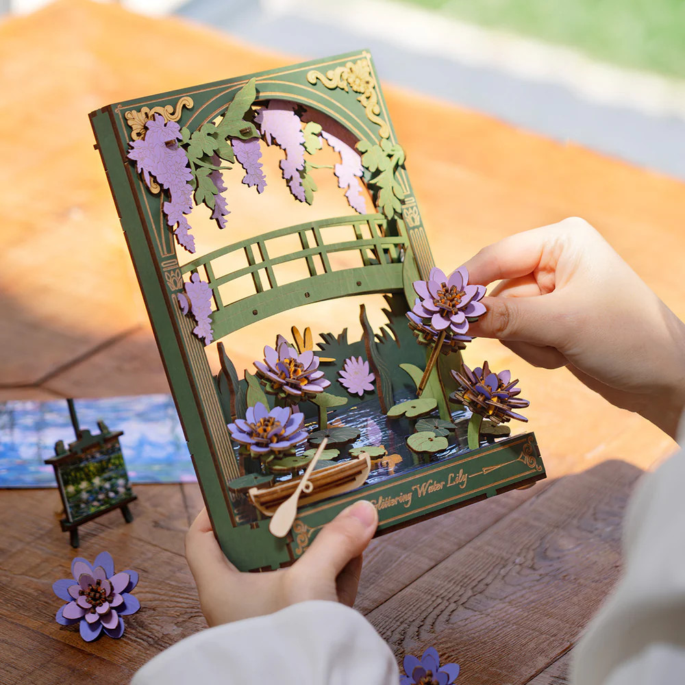 Robotime TH001 Glittering Water Lily Wall Art Miniature 3D Wooden Model Kit