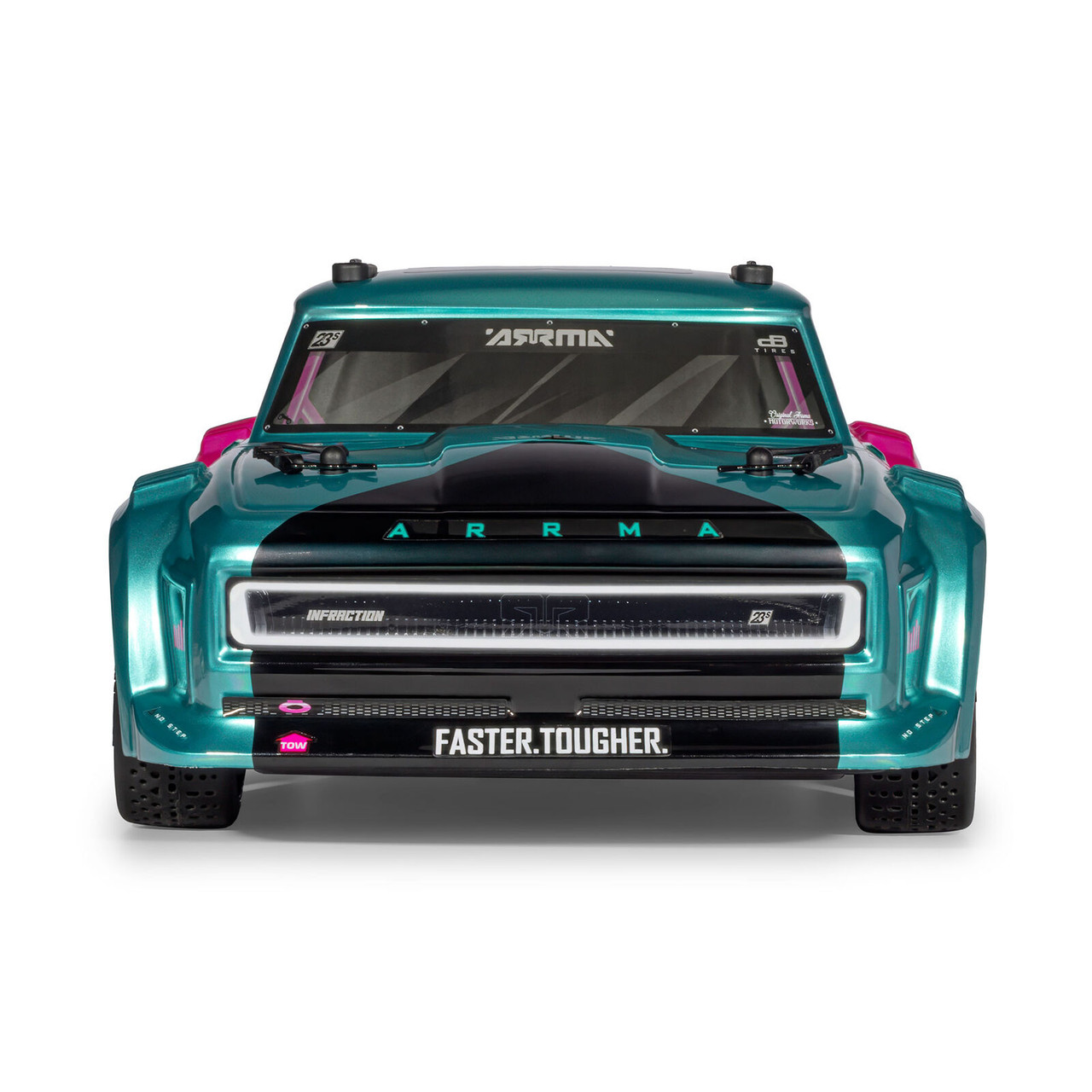Arrma 4315V4T3 1/8 INFRACTION 223S DSC 4X4 RTR Brushless All-Road Street Bash Truck, Teal/Pink