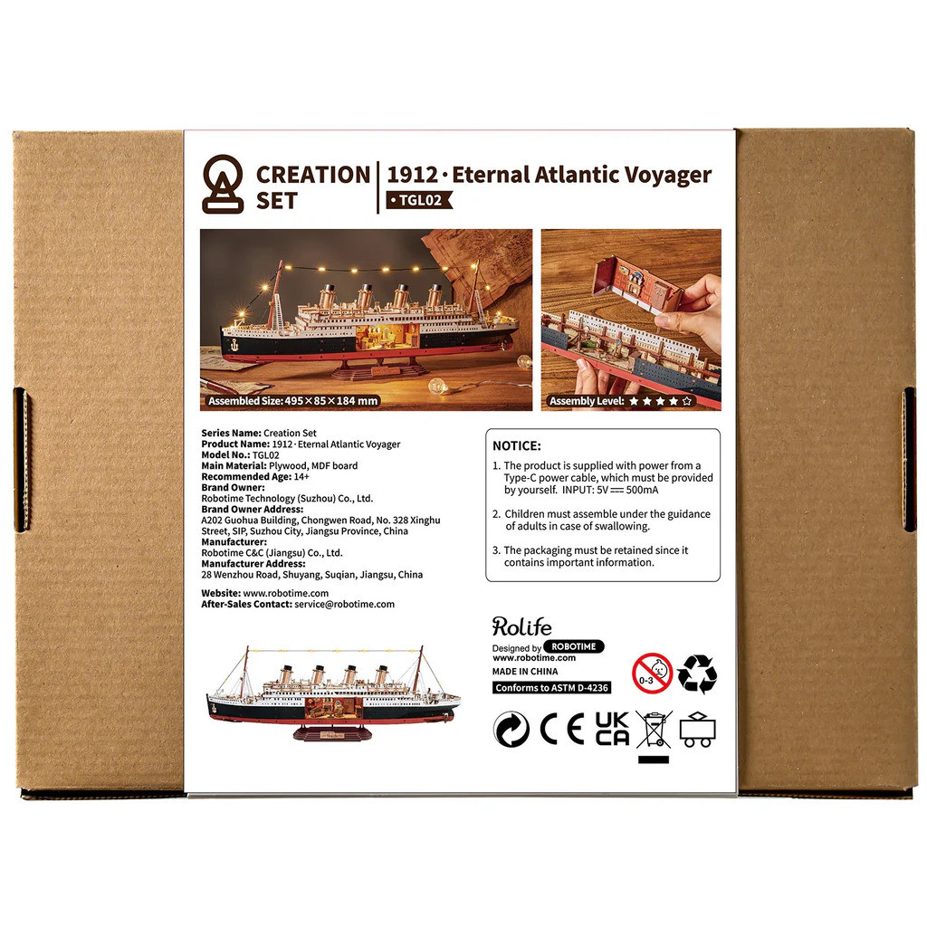  Rolife TGL02 1912 Eternal Atlantic Voyager (Titanic) 3D Wooden Puzzle