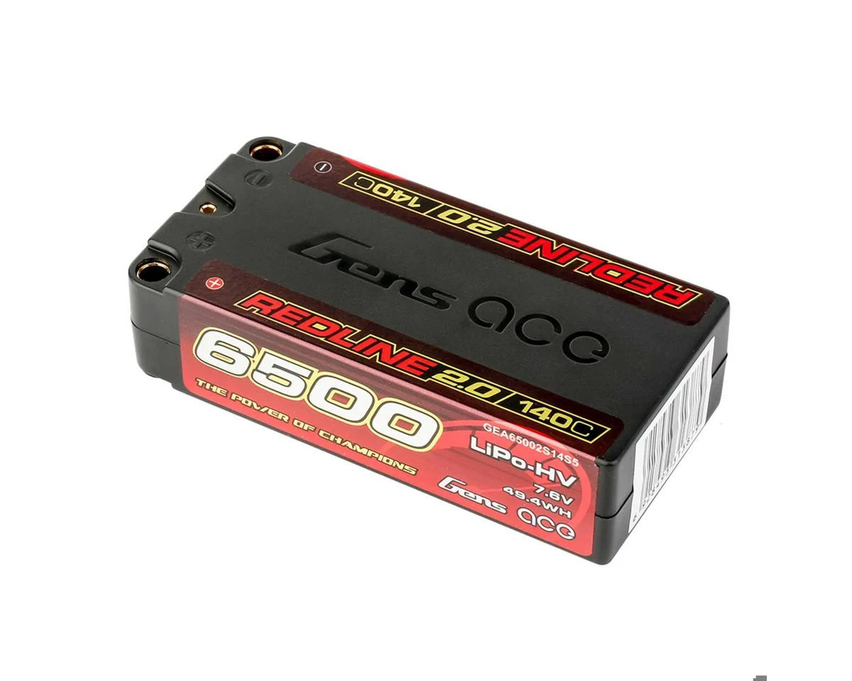 Gens ace Redline 2.0 6500mAh 2S 140C 7.6V HV hardcase Lipo Battery with 5.0mm bullet