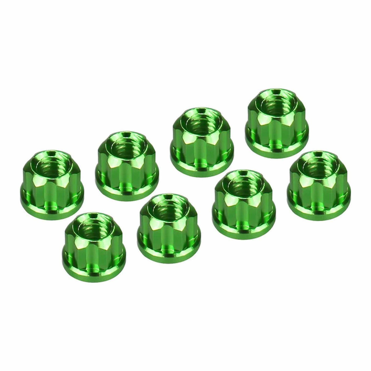  Hot Racing Green Aluminum M2 Flange Wheel Nuts - SCX30