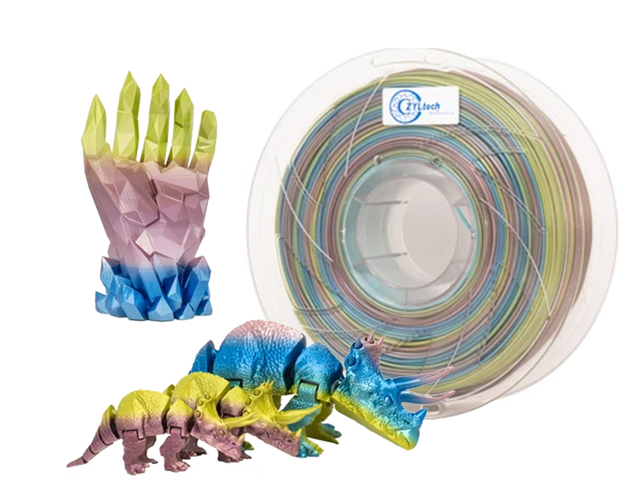 ZYLtech 2026 Rainbow Silk Series PLA 3D Printer Filament 1.75mm 1 kg/2.2 lbs 2024 Rainbow: Rainbow Candy Skies