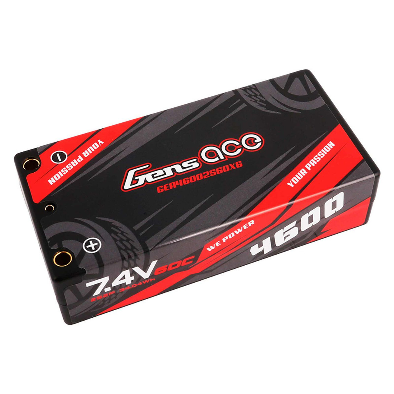  Gens Ace 7.4V 4600mAh 2S 60C Shorty Hardcase LiPo Battery: 4mm Tubes