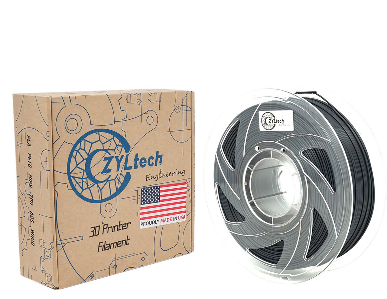ZYLtech PLA 3D Printer Filament 1.75mm 1 kg/2.2 lbs Color: Fortress Gray